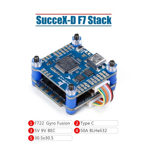 30.5mm Iflight SucceX-D F7 V2.1 Stack TwinG F722 Flight Controller SucceX 50A Blheli_32 4in1 ESC for FPV Air Unit Racing Drones ► Photo 1/5