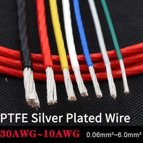 5M PTFE Silver Plated Wire 10/11/13/14/15/18/20/22/24/26/28/30 AWG High Purity OFC Copper Cable HiFi Audio Speaker Headphone DIY ► Photo 1/4