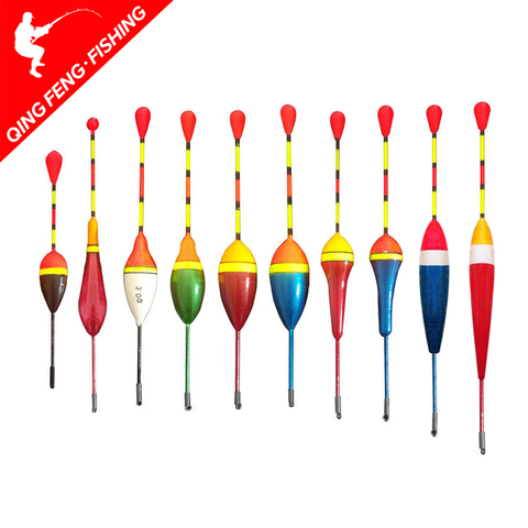 10Pcs/lot Fishing Floats Balsa Flotteur Peche Shallow Water & Ice Floating  Bobbers Wooden Float For