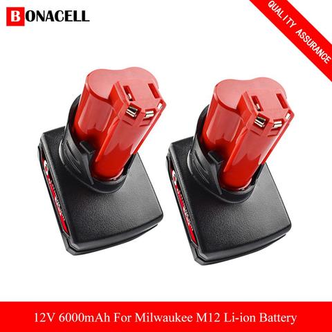 6.0Ah 12V Power Tool Li-ion Battery for Milwaukee M12 C12 XC 48-11-2440 48-11-2402 48-11-2411 48-11-2401 Replacement Battery ► Photo 1/6