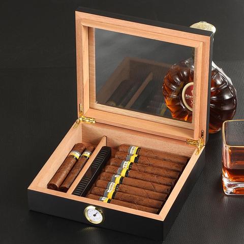 Cedar Wood Cigar Travel Humidor Box Portable Cigar Case W/ Humidifier Hygrometer Cigar Humidor Sigaren Box For COHIBA Cigars ► Photo 1/6