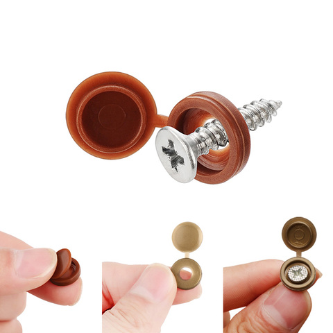 100Pcs Practical Hinged Plastic Screw Fold Snap Protective Cap Button Nuts Cover Bolts Protect Furniture Exterior Decor Hardware ► Photo 1/6