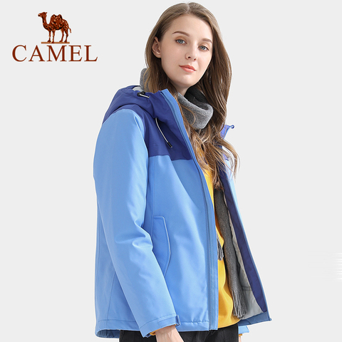 CAMEL Official Men Women Outdoor Cotton Jacket Winter Color Block Waterproof Jacket Mountain Climbing Coats Keep Warm Clothing ► Photo 1/6