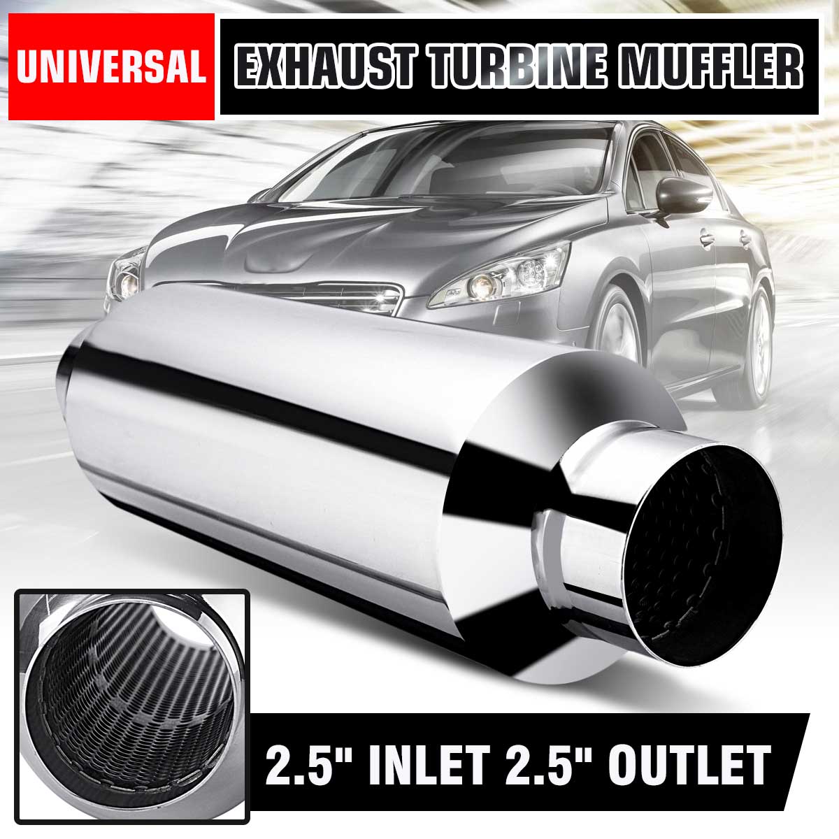 Universal 63mm Car Exhaust Muffler Pipe 2.5