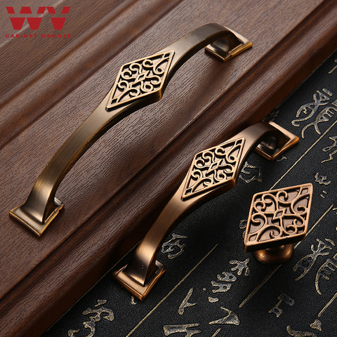 WV Classical Cabinet Medicine Red Bronze Cabinet Handle Antique Copper Cabinet Bookcase Drawer Wardrobe Wine Cabinet Pulls 6072 ► Photo 1/6