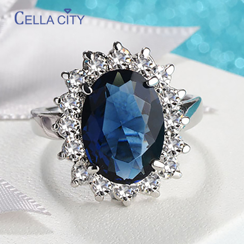 Cellacity Oval Sapphire Rings for Women Trendy Silver 925 Fine Jewelry with Gemstones Flower shaped Female Engagement Ring Gifts ► Photo 1/6