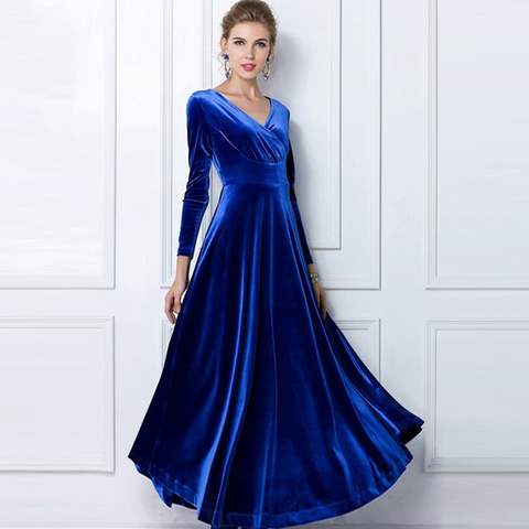 Autumn Winter Dress Women 2022 Casual Vintage Ball Gown Velvet Dress Plus Size 3XL Sexy Long Party Dress ► Photo 1/6