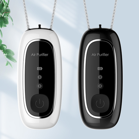 Fashion Personal Wearable Air Purifier Necklace Mini Portable Air Freshener Ionizer Negative Ion Generator Black ► Photo 1/6