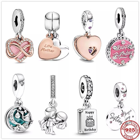 2022New fashion Sparkling Infinity Heart Dangle charm fit Pandora charms silver 925 women's bead DIY bracelet for jewelry making ► Photo 1/6