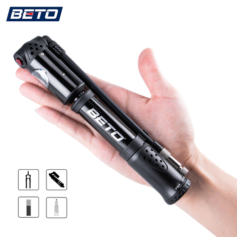 BETO Fork Tire Shock Bicycle Pumps 300psi Gauge Mini Hand Pump For Bicycle Schrader Presta Adapter Hose Bike Pump Air Inflator ► Photo 1/6