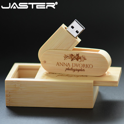 JASTER  (over 1 PCS free LOGO) walnut Wood USB + box pendrive 4GB 16G 32GB 64GB USB Flash Drive Memory stick photography gift ► Photo 1/6