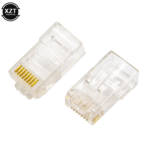 100pcs/50PCS/lot RJ45 RJ-45 Ethernet Cables Module Plug Network Connector for UTP Cat5 Cat5e Network Cable Crystal Heads 8P8C ► Photo 1/6