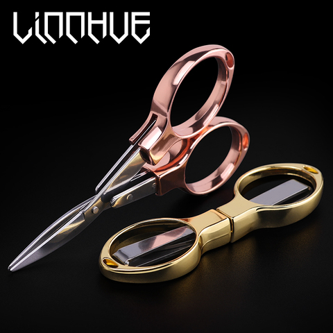 LINNHUE Fishing Scissors Foldable Portable Aluminum alloy Sharp Cut PE Line Lead Gold Silver Multifunction ScissorS Fishing Tool ► Photo 1/6