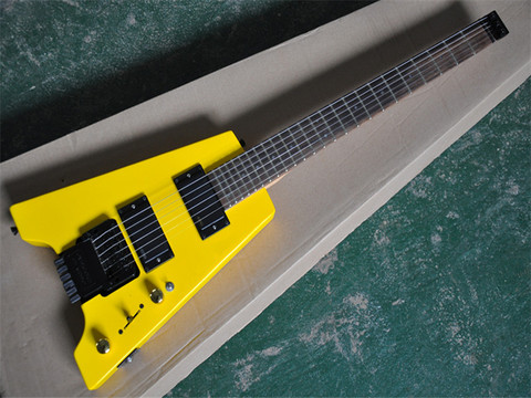 Headless Yellow Body Unusual Shape Electric Guitar,Rosewood fingerboard,Black hardware,Provide customized service ► Photo 1/6