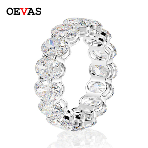 OEVAS 925 Sterling Silver Oval Created Moissanite Gemstone Engagement Party Cluster Ring Wedding Band Fine Jewelry Wholesale ► Photo 1/6