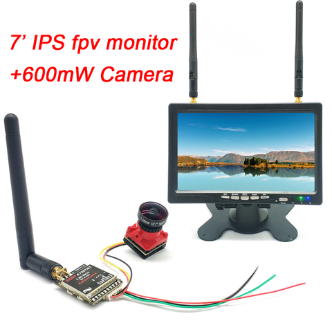 5.8G 48CH 7 inch HD IPS 1024*600 monitor with 600mw transmitter Lancher +1.66mm lens Starlight HDR OSD 1200TVL fpv camera for RC ► Photo 1/6