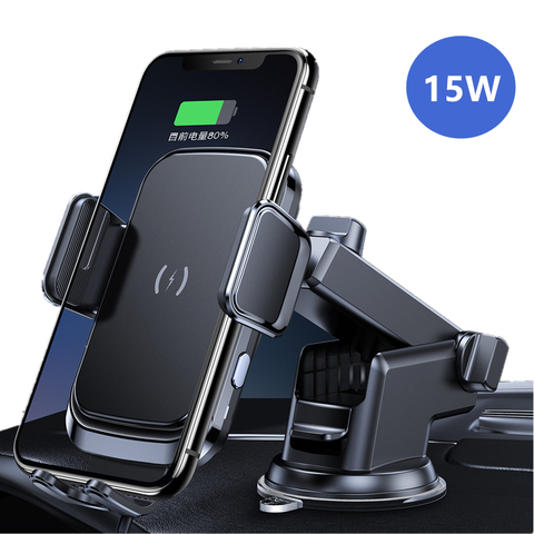 Qi Fast Car Wireless Charger 15W For iPhone 11 Samsung S20 S10 S9 + Induction Car Mount Wireless Charging with Car Phone Holder ► Photo 1/6