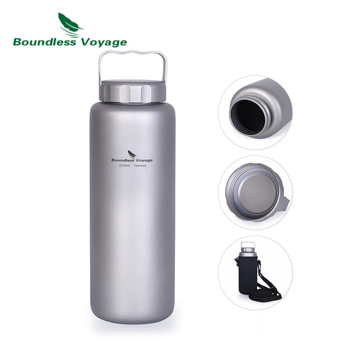 Boundless Voyage 1050ml Titanium Water Bottle with Handle Big Capacity Tea Coffee Wine Canteen Wide Mouth Drinkware for Camping ► Photo 1/6