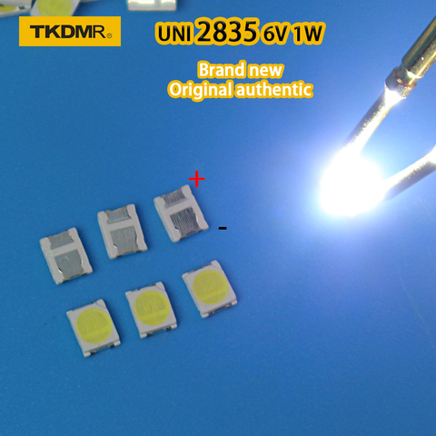 TKDMR 100pcs Original UNI LED 3528 2835 1210 Light Beads High Power 1W 6V Cool white For LED LCD TV Backlight Application ► Photo 1/5