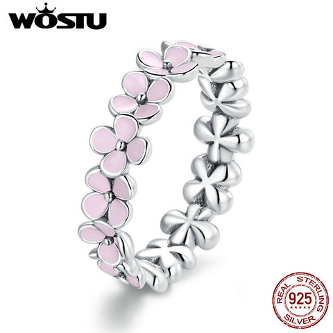 WOSTU Pink Flower Ring 100% 925 Sterling Silver Wreath Rings For Female Fingers Original Design Wedding Silver Jewelry CQR681 ► Photo 1/6