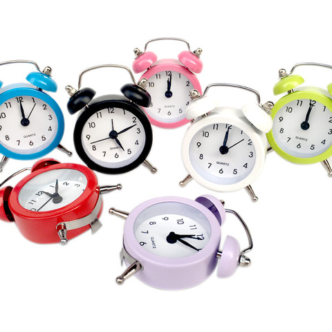Cute Mini Round Metal Alarm Clock Vintage Retro Silent Pointer Clocks Dual Bell Loud Alarm Clock Room Decor Desk Alarm Clock ► Photo 1/6