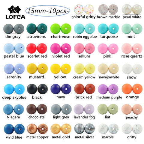 LOFCA 10pcs Silicone Beads 15mm Tie Dye Loose Beads Baby Teether Toy BPA Free Food Grade DIY Chew Charms Necklace Jewelry Making ► Photo 1/6