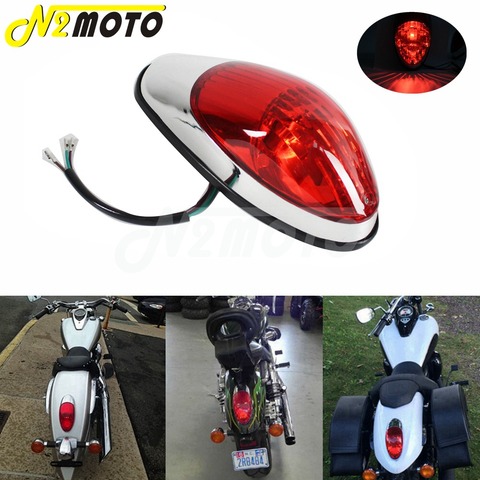 1 X Motorcycle Rear Tail Stop Red Light Lamp For Yamaha Suzuki Honda Kawasaki Vulcan 900 1500 Classic VN900C Crusiser Taillight ► Photo 1/6