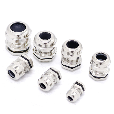 Waterproof Cable Gland Connector IP68 Nickel Plated Brass Metric Cable M8 M10 M12 M14 M16 M18-M36 Fit 18-25mm for 4-8mm Cable ► Photo 1/6