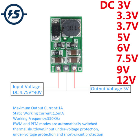 Step-Down Module 1A DC-DC Step-Down Converter Module Input 5-40V Output 3V 3.3V 3.7V 5V 6V 7.5V 9V 12V Without Header ► Photo 1/6