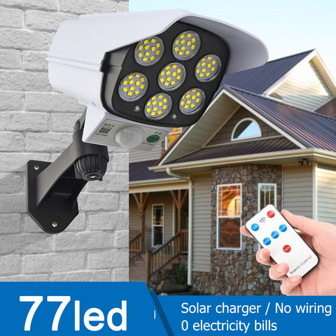 Powerful Remote Control Upgraded 77 LED Solar Wall Lamp PIR Motion Sensor IP65 Outdoor Waterproof Street Wall Garden Lights ► Photo 1/6