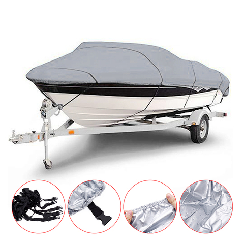 Boat Cover Yacht Outdoor Protection Waterproof Boat Cover Oxford Fabric Anti-smashing Tear Proof Silver Reflective 300D 11-22FT ► Photo 1/6