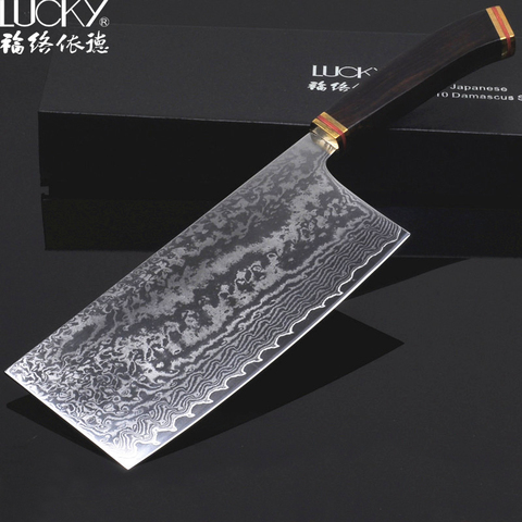 Cleaver Kitchen Knife Japanese VG10 Damascus Steel Chopping Meat Cutter Chef Chinese Knives Cooking Tool with Ebony Handle 47 ► Photo 1/6