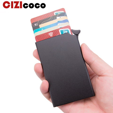 Aluminum Card holder Metal Men credit Card Holder Rfid Blocking Mini Slim Wallet Automatic Pop up  Card Case Protector ► Photo 1/6