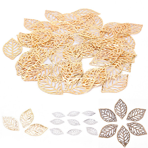 hot 50 pieces/lot Flowers Slice Leaves Charms Setting Jewelry DIY Makings White,Gold,Bronze Antique bronze Metal Filigree ► Photo 1/6