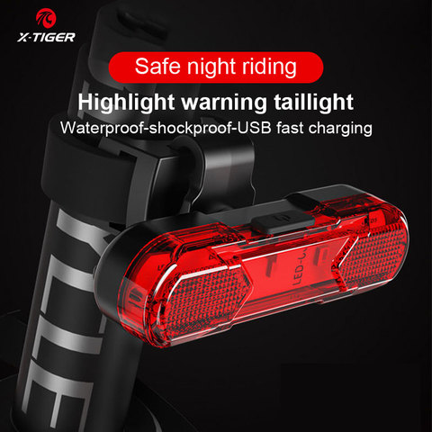 X-TIGER Bicycle Rear Light Waterproof MTB Bicycle Light USB Charge LED Bicycle Taillight Flash Tail Safety Bike Warning Light ► Photo 1/6