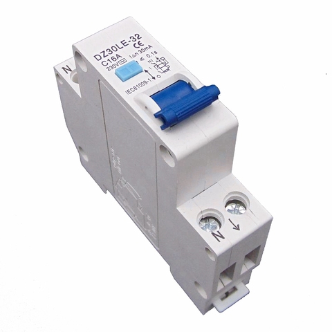 DZ47LE-32 TGC1LE 18MM RCBO 16A 1P+N 6KA Residual current Circuit breaker with over current and Leakage protection 30mA ► Photo 1/6