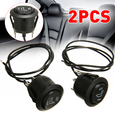 2pcs 3 Pin 6A 250V Auto SUV Truck Boat Motorcycle Seat Round Car Heated Seat Heater Rocker Switch for High Low Control ► Photo 1/6