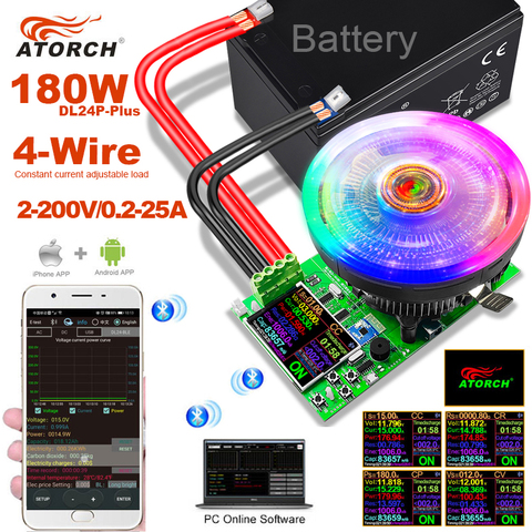 180W 4-Wire DC tester electronic Adjust Constant load lithium18650 battery capacity monitor discharge charge power meter checker ► Photo 1/6