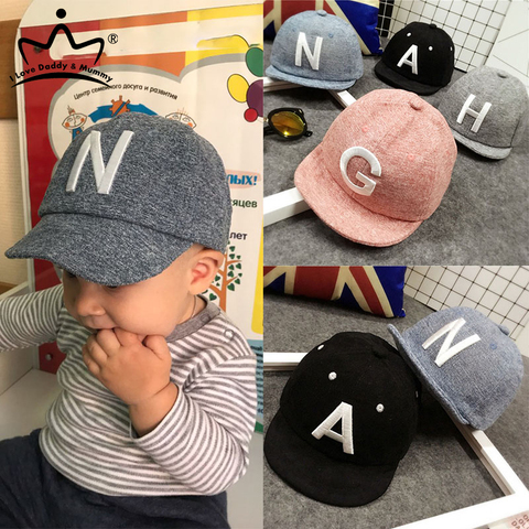 Baby Boy Hat Letter Kids Baseball Cap Cotton Adjustable Sun Hats Girls Peaked Caps Summer Winter ► Photo 1/6