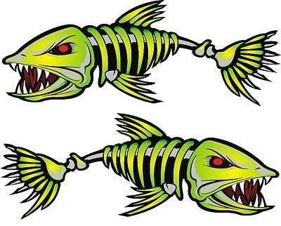 Dawasaru 2X Fish Bones Skeleton Car Sticker Sunscreen Personalized Decal Motorcycle Auto Accessories Decoration PVC, 12cm*12cm ► Photo 1/1