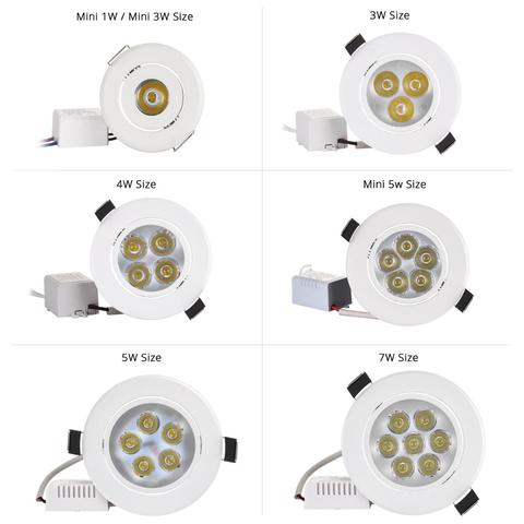1pc Downlight LED 1W 3W 4W 5W 7W Spot Light Dimmable IP44 Indoor Recessed LED Lamp Light Adjustable AC110V 220V ► Photo 1/6