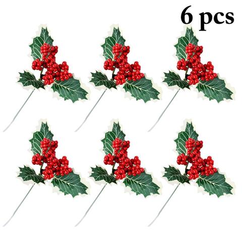 6pcs Artificial Flower Red Pearl Stamen Berries Branch For Wedding Christmas Decoration DIY Valentine'S Day Gift Craft Flower ► Photo 1/6