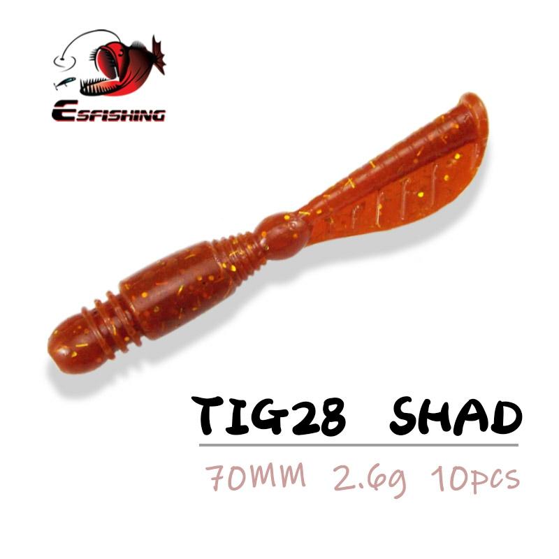 ESFISHING Fishing Lure TIG Shad 10pcs 70mm 2.6g Soft Lure leurre souple shad Pesca Jerkbait Pike Trout Carp Fishing Tackle ► Photo 1/3