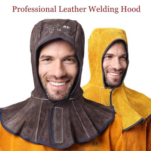 Professional Welding Hood Split Cowhide Leather Welder Hat Cotton Mesh Lining Anti Flame Stitched CE for Welding Helmet ► Photo 1/6