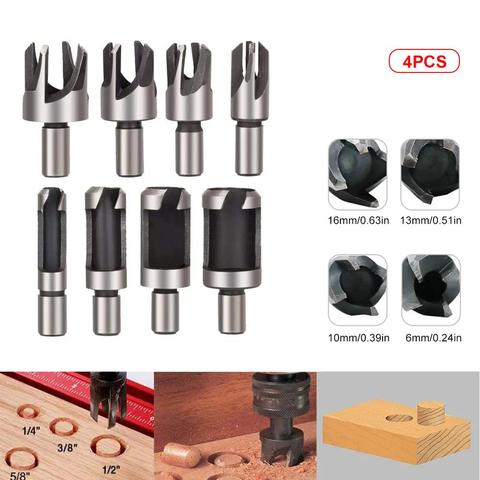 4pcs Drill Bit Carbon Steel Woodworking Round Shank Drill Bit Set Wood Work Carpenter Wood Plug Hole Cutter Drill 6mm-16mm ► Photo 1/6