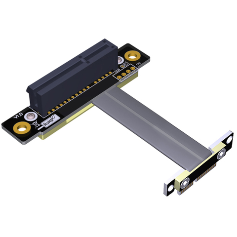 PCIE Riser PCIe3.0 x1 Male to x4 Female Cable EMI Shielding 8Gbps PCI-E III 1x 4x Riser Extender Ribbon Cable Elbow Right Angled ► Photo 1/6