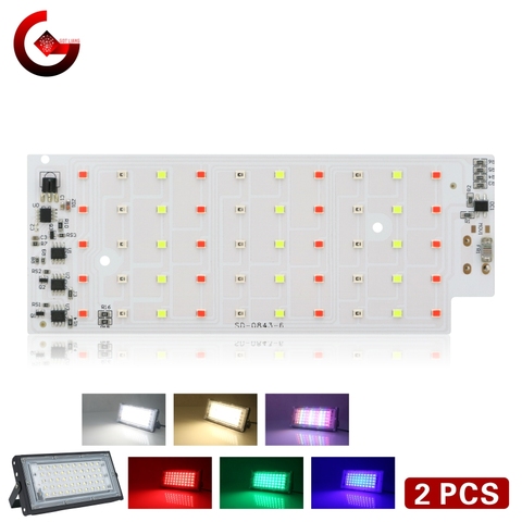 2pcs/lot 50W RGB LED Chip for Flood Light SMD 2835 Outdoor Floodlight Spotlight Lighting Beads AC 220V For LED Street Lamp ► Photo 1/6