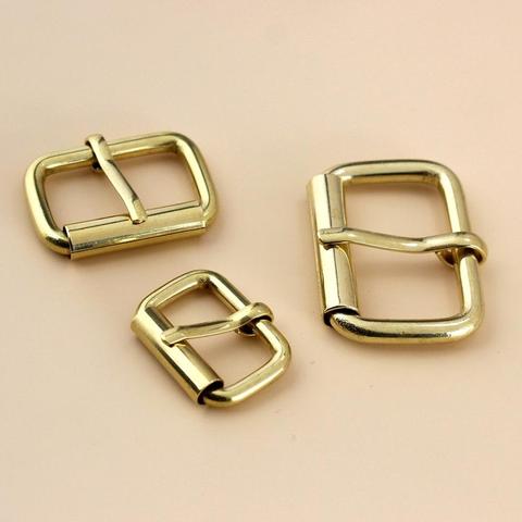 Brass Metal Heel Bar Buckle End Bar Roller Buckle Rectangle Single Pin for Leather Craft Bag Belt Strap Webbing 3sizes available ► Photo 1/6