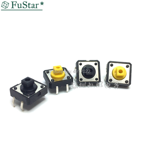 50PCS 12x12x7.3 mm Tactile Switches Square Push Button Tact Switch 12*12*7.3 mm Micro switch B3F-4055 12*12*7.3mm Black Yellow ► Photo 1/1