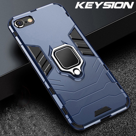 KEYSION Shockproof Armor Case For iPhone SE 2022 New SE 2 Ring Phone Back Cover for Apple iPhone11 Pro Max XS XR X 8 7 6 Plus 5S ► Photo 1/6